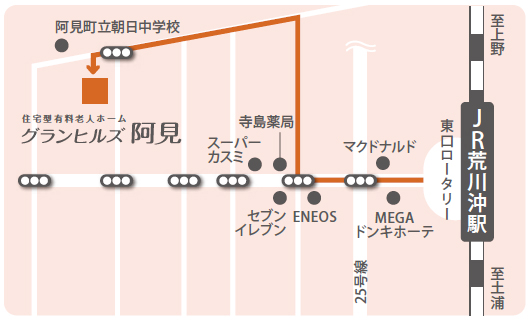 アクセス:JR荒川沖駅からの地図